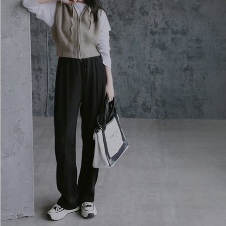 short hood zip knit vest　MA1860