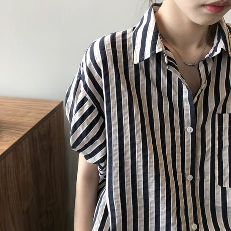puff sleeve striped shirt　MA1177