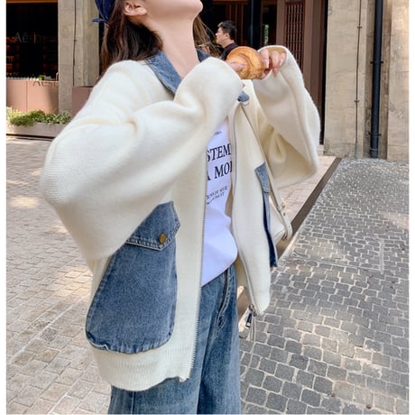 denim pocket knit jacket　MA1847