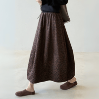 retro leopard flare midi skirt　MA1601
