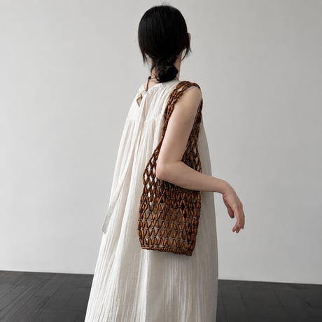back ribbon sleeveless long one piece/2color　MA1985