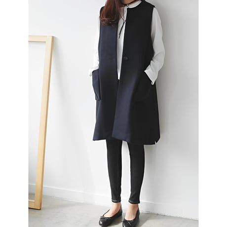 side button long gilet　MA1353