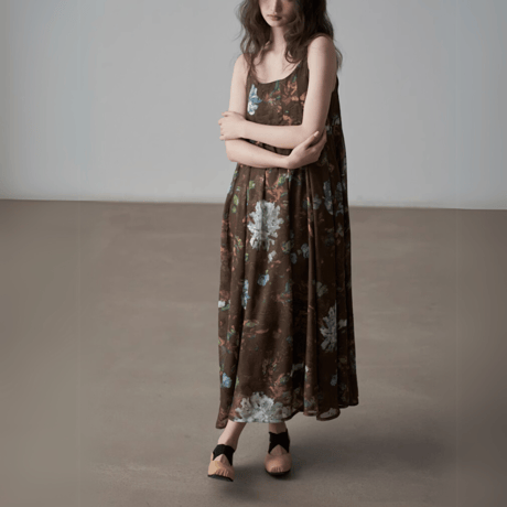 retro floral sleeveless onepiece　MA1418