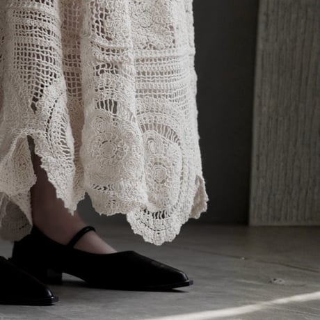 bohemian crochet knit long skirt　MA1928