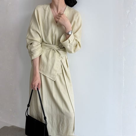 linenlike cachecoeur tops straight skirt setup　MA1961