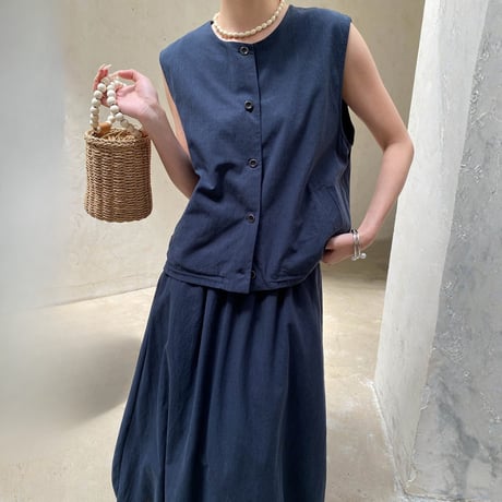 sleeveless vest balloon skirt setup　MA1954