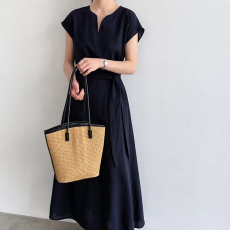 sleeveless waist ribbon maxi dress/3color　MA1989