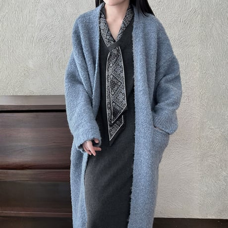soft boucle long knit cardigan　MA1705