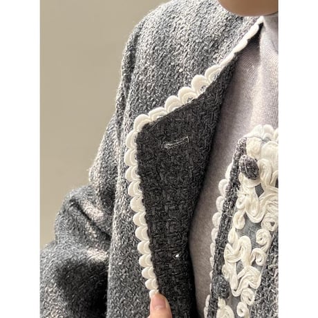 design lace collarless jacket　MA1145