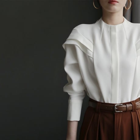 no collar frill shoulder blouse　MA1859