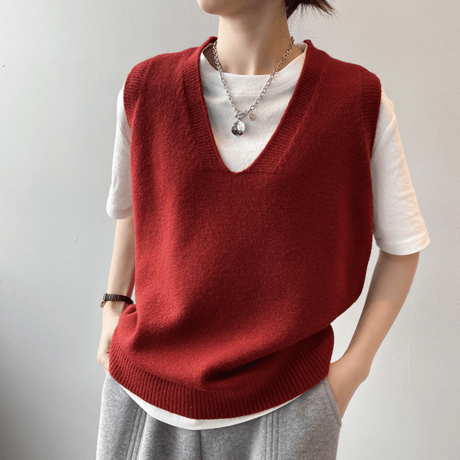 loose fit v-neck knit vest　MA1632
