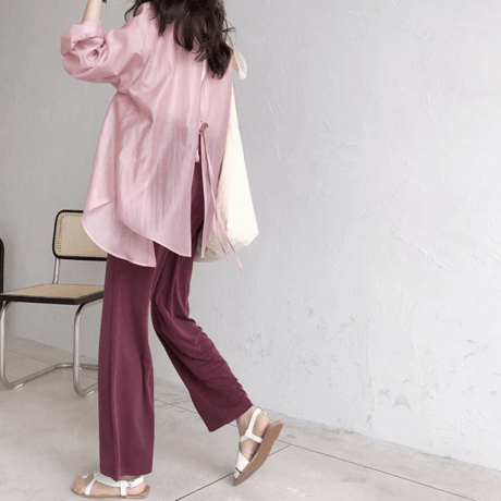 sheer back open blouse　MA1564