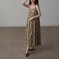 Retro Floral Pattern Camisole onepiece　MA1430