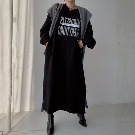 oversized denim panel sweatshirt dress　MA1845