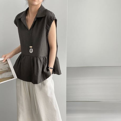skipper peplum sleeveless blouse　MA1969