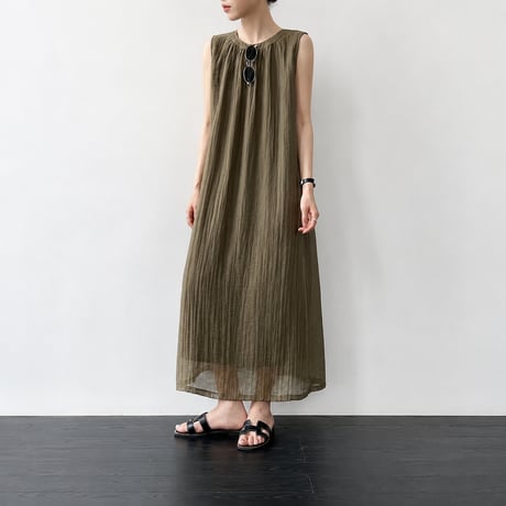 back ribbon sleeveless long one piece/2color　MA1985