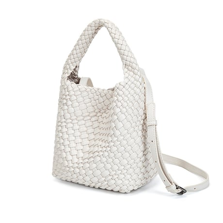 woven pattern leather tote bag with pouch　MA1892