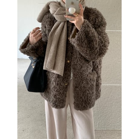 no collar faux fur coat　MA1360