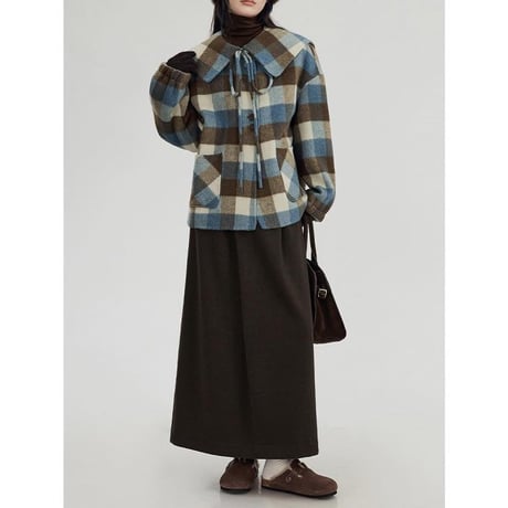 big collar check coat　MA1331
