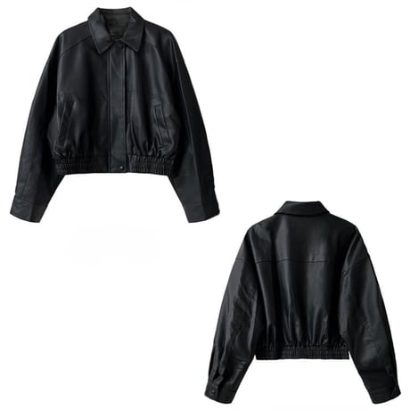 cropped faux leather zip jacket　MA1865