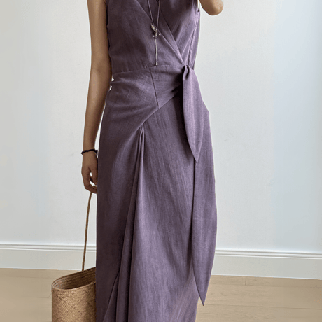 fluid drape vneck dress　MA1566