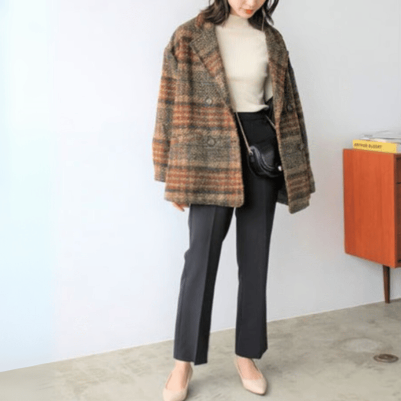 【未使用】tweed plaid middle coat Sサイズ retro tweed check chester coat MA1637 | MaiA