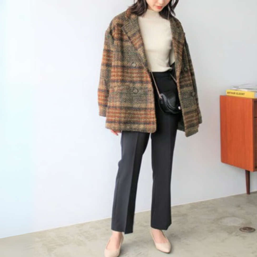 【未使用】tweed plaid middle coat Sサイズ tweed plaid middle coat /2color un1492 | Until.