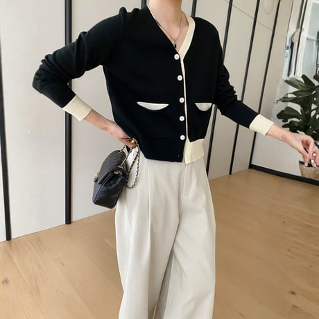 asymmetry colorline knit cardigan　MA1799