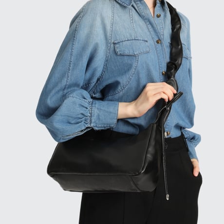 shirring handle leather touch hobo bag　MA1888