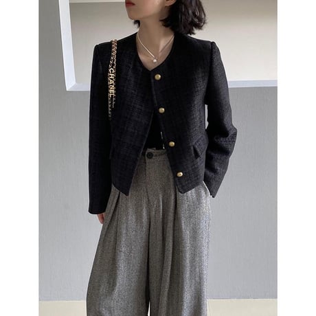 collarless tweed jacket　MA1148