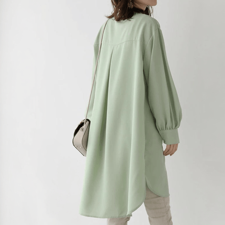 side-slit puff sleeve shirt dress　MA1642