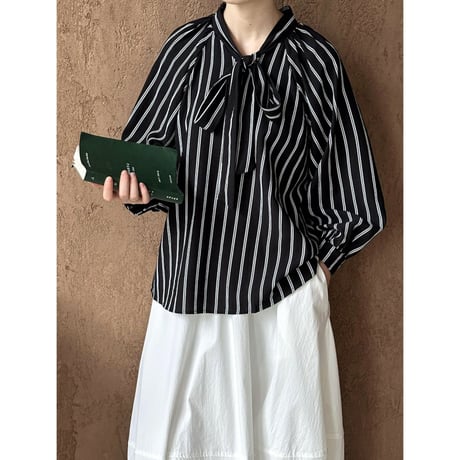 ribbon striped 2way blouse　MA1184
