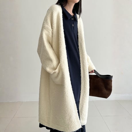 soft boucle long knit cardigan　MA1705