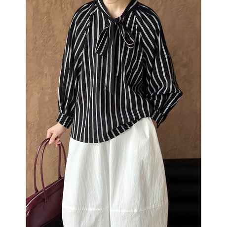 ribbon striped 2way blouse　MA1184