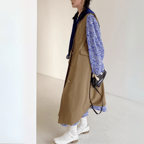 blue floral long dress　MA1460