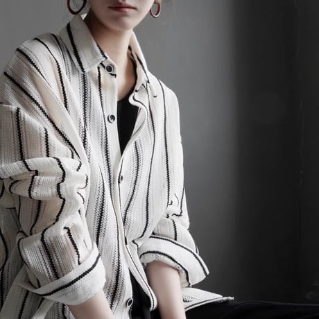 lace stripe loose shirt　MA1925