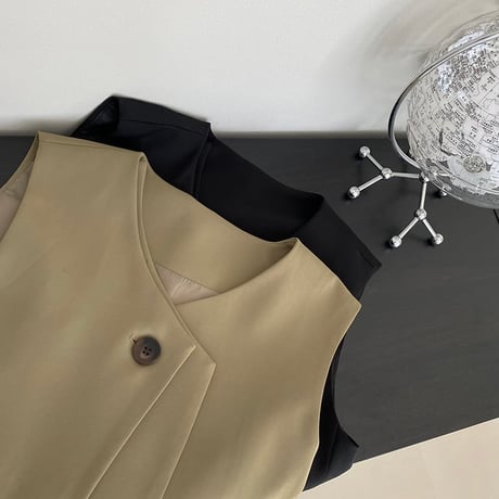 one button V-neck gilet　MA1158
