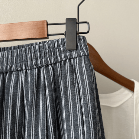 linen blend stripe widepants　MA1578