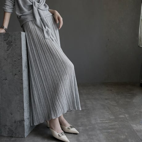 elegant layered knit tops / pleated skirt　MA1825