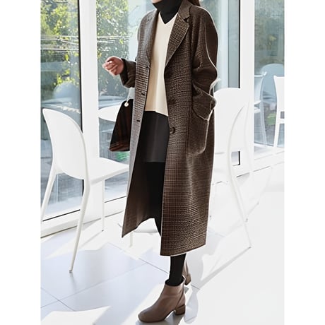hound's tooth retro long coat　MA1345