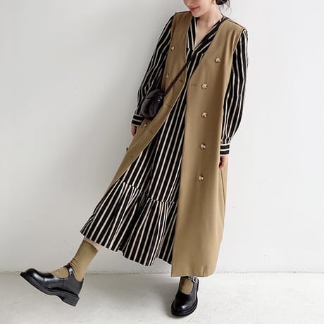 double button long vest　MA1303