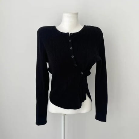 twist button rib knit top　MA1842