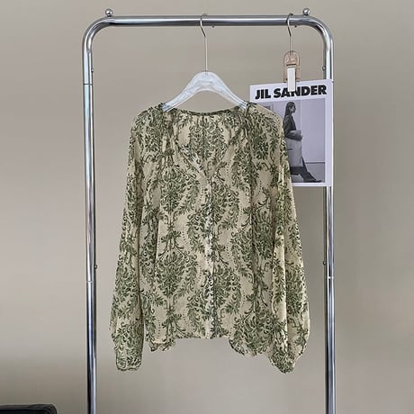 green damask blouse　MA1200