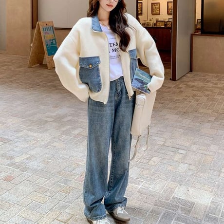 denim pocket knit jacket　MA1847