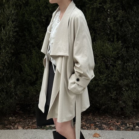 retro drape lapel oversized trench coat　MA1883