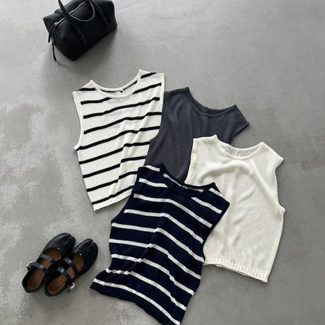 border knit sleeveless vest　MA1967