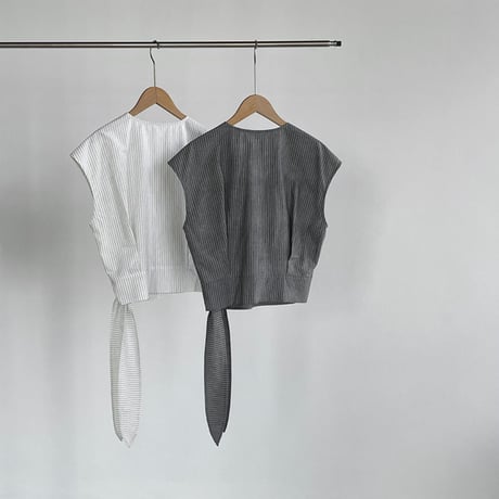 stripe cachecoeur sleeveless tops wide pants setup　MA1962