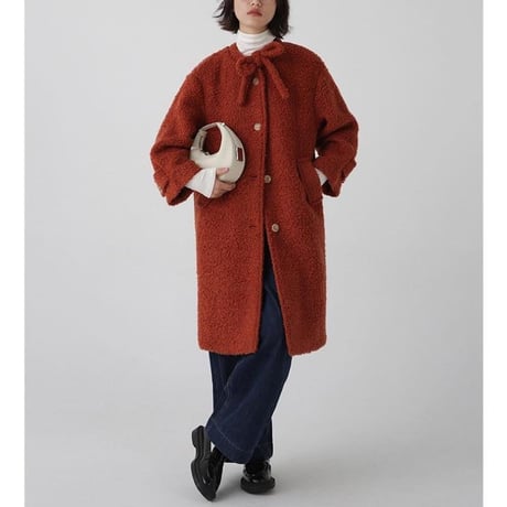 ribbon neck wool coat　MA1333
