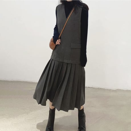 v neck jumper skirt　MA1117
