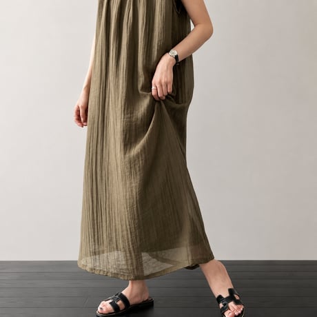 back ribbon sleeveless long one piece/2color　MA1985